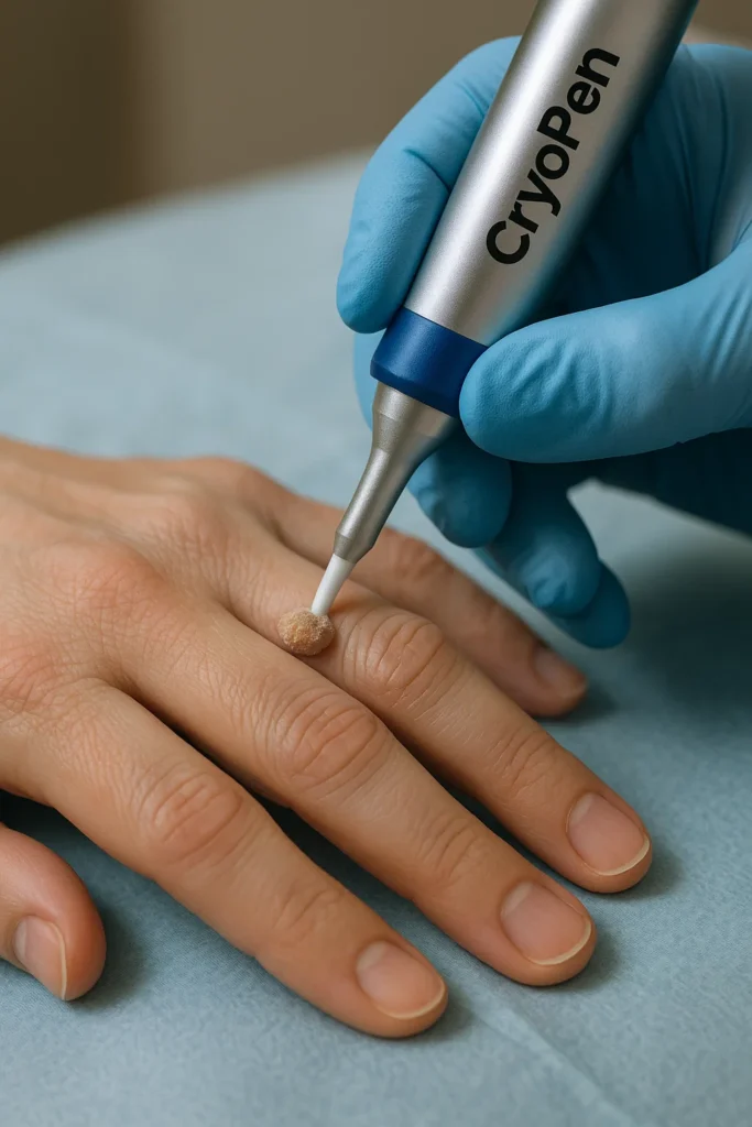 example of cryopen wart removal Eaton treatment on a persons finger