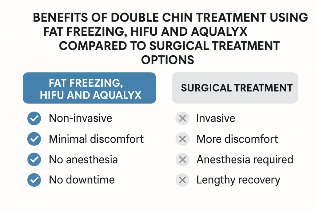Graphic about the benefits of double chin treatment Eaton - from LA LIPO