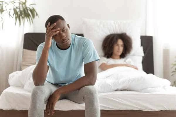 Man upset about ED symptoms Eaton