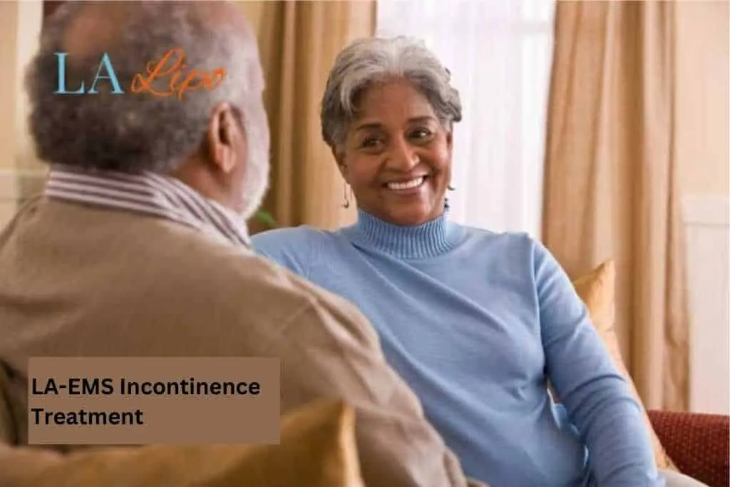 Couple sat smiling at each other - LA-EMS treatment Eaton