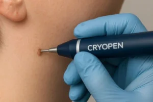 Person receiving skin tag removal Eaton